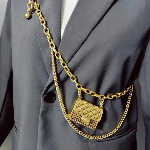 Anthropologie Mini Double Chain Charm Belt/Bag - Picture 5 of 17